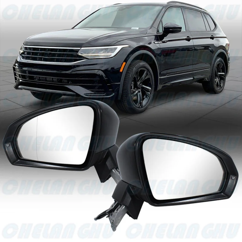 

For VW Tiguan LHD 2020 2021 2022 2023 Car accessories 6 Pin Black Painted Heat Power Adjust Turn Lamp Mirror Assembly