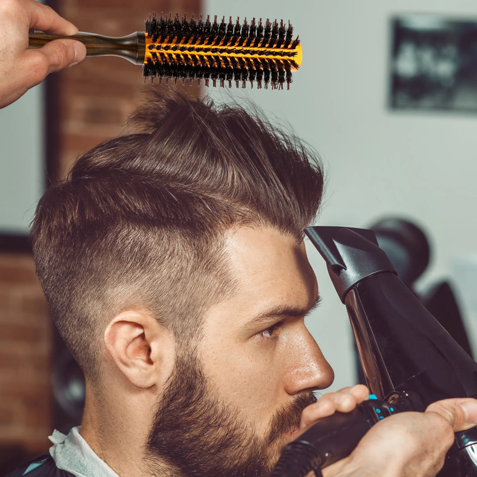 مشط ذيل مدبب، لفك تشابك الشعر الخشبي لتصفيف الشعر المجعد، أمشاط تصفيف الشعر الاحترافية، فرشاة مستديرة، مريحة وسهلة التنفس