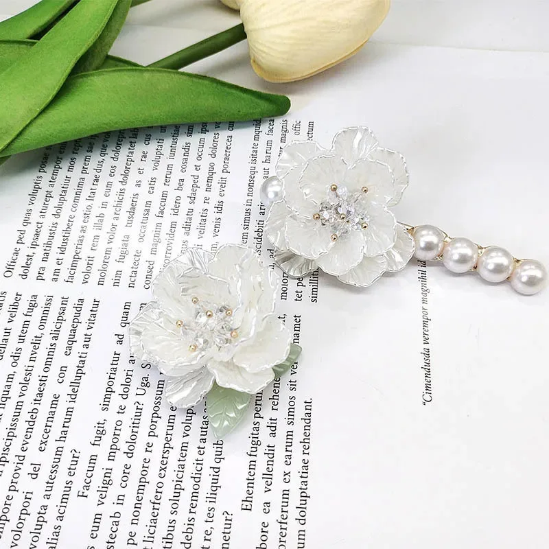 أنيق وبسيط عالي الجودة، كاميليا لؤلؤية رومانسية وفريدة، مشابك شعر جانبية عصرية ومتعددة الاستخدامات، مشبك شعر حلو