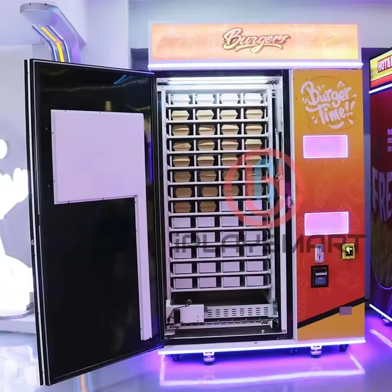 Customized Burger Vending Machine  Stainless Steel 32-inch Touchscreen Fully Automatic Outdoor with Remote Monitoring