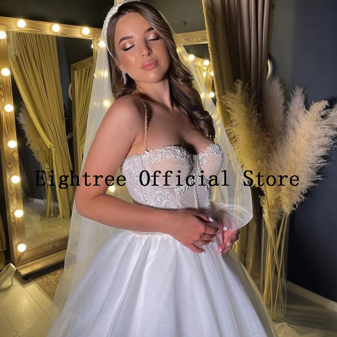 Eightree abiti da sposa Sexy Sweetheart Lace Tulle abito da sposa bianco Sweep Train Princess Wedding abiti da ballo da sera Plus Size