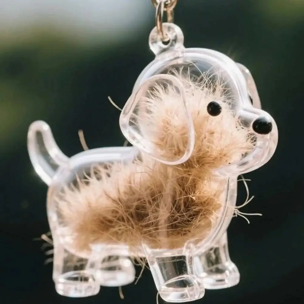 Pet Dog Fur Memorial Keepsake Keychain Pendant Dog Fur Container Pet Hair Storage Keychain Pet Lovers Pet Souvenirs