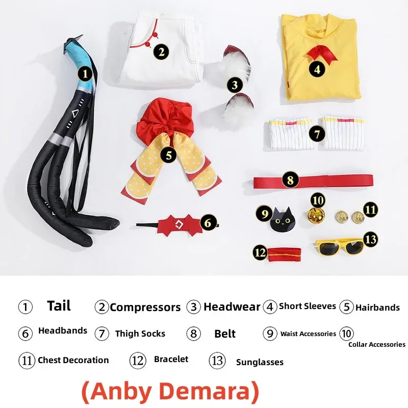 Gioco Zenless Zone Zero Nekomiya Mana Anby Demara Costume Cosplay Co-branded Gonna Pagliaccetti Parrucca Uomo Donna Vestito da festa di Natale