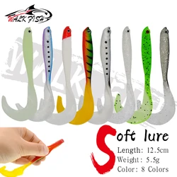 WALK FISH-señuelos de silicona para pesca, 4 piezas, 12,5 cm, 5,5g, Jigging, artificial, Wobblers, sábalo, t-tail, cebo suave, Lucio