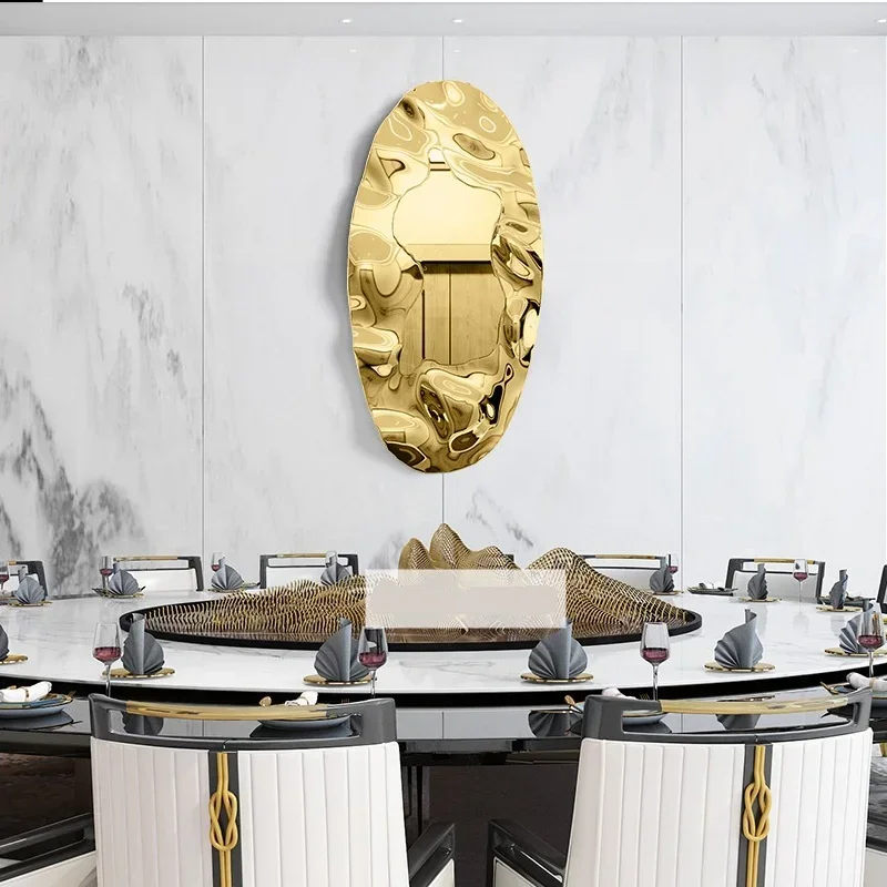 Stainless Steel Oval Mirror Wall Decoration, Designer Art Installation, Large Space, Sales Office GN830TB