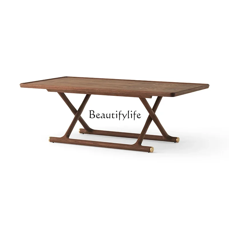 

yj21 North American black walnut folding square coffee table low table all solid wood Nordic