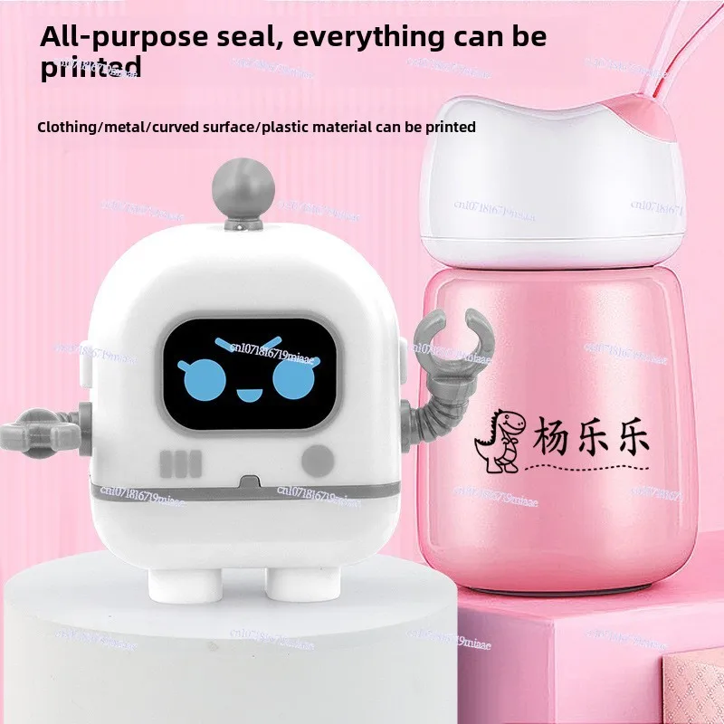 Robot all-round seal Printable curved plastic clothing Ceramic kindergarten surname seal Waterproof and non-fading