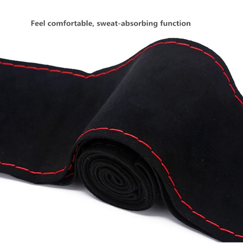 Anti-wear Auto Steering Wheel Cover DIY Suede Steering Wheel Car Anti-slip Breathable Soft Steering Covers 36cm 38cm 40cm