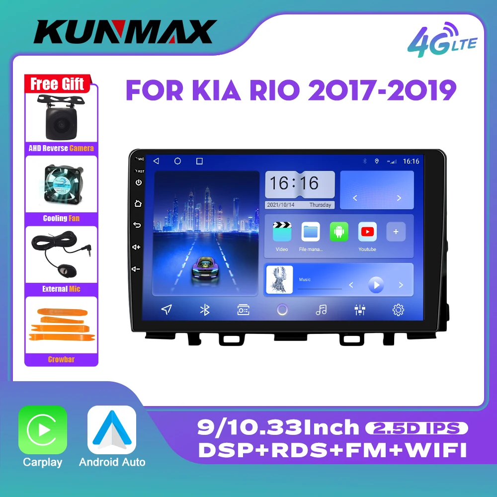 

10.33 Inch Car Radio For KIA RIO 2017-2019 2Din Android Octa Core Car Stereo DVD GPS Navigation Player QLED Screen Carplay