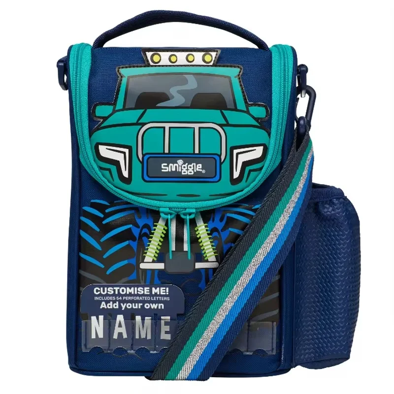 Genuine Australian Smiggle Schoolbag Cute Blue Truck pupil Bag Medium Children Backpack Water Cup Retractable Pen Bag Lunch Bag