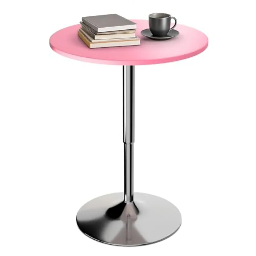 

Round Bar Table 27.5"- 36" Height Adjustable Bistro Pub Table Bar Height Cocktail Table with Swivel Top Metal Base Tall Table f