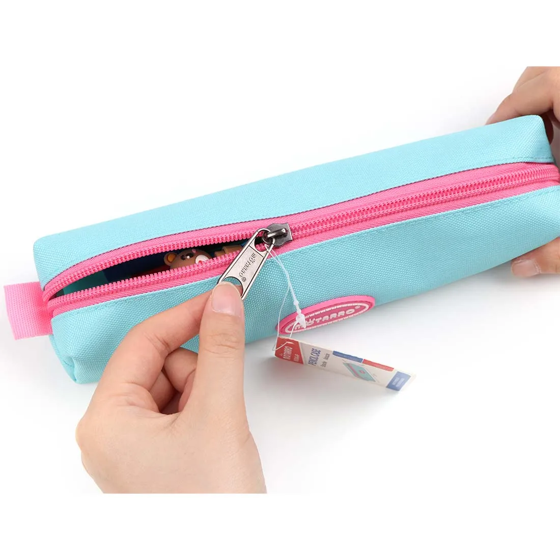 MOTARRO 1 pz simpatico astuccio quadrato rosa-blu Patchwork sacchetto di penna sacchetto regalo per bambini scuola ufficio cancelleria organizzatore