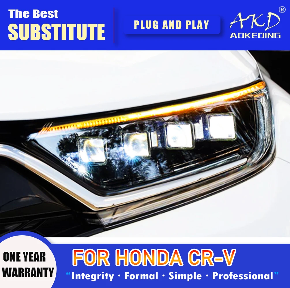 AKD Head Lamp for Honda CR-V LED Headlight 2017-2020 Headlights CRV DRL Turn Signal High Beam Angel Eye Projector Lens