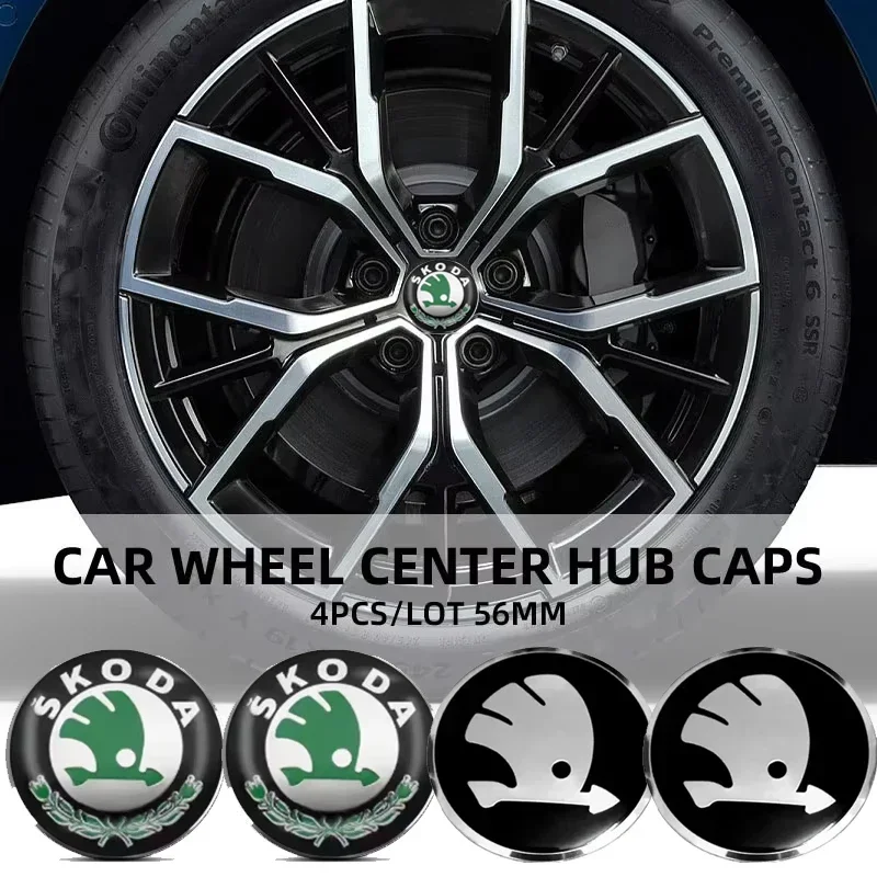60/65mm Car Wheel Rims Center Caps Sticker Skoda Octavia A5 A7 Fabia 1 Superb Kamiq Rapid Yeti Citigo S Kodiak Accessories
