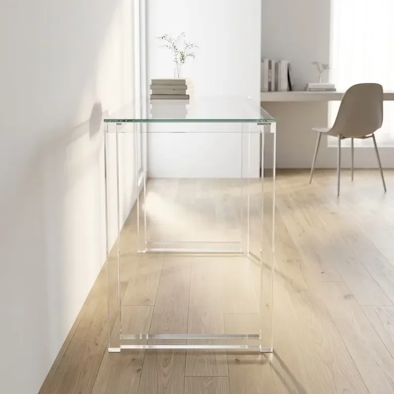 Modern Transparent Acrylic Writing Desk Simple Luxury Aesthetics Office Furniture Anti Yellowing Clear Computer Table for