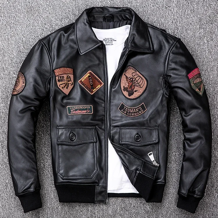Plus Size 5XL Men's Biker G1 Air Force Pilot Jacket Genuine Leather Sheepskin Thicken Warm Vintage Classic Coat 15 Se99a948d17964f51bfa8149e4f389f5ag