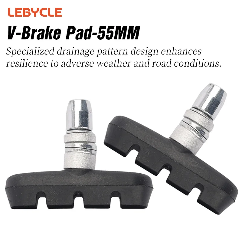 Lebycle Folding Bike Brake pad 55mm Wear-resistant Rubber Shoes Bicycle V Brake Shoes Pads Alloy For 14 16 18 20 Inch Rims