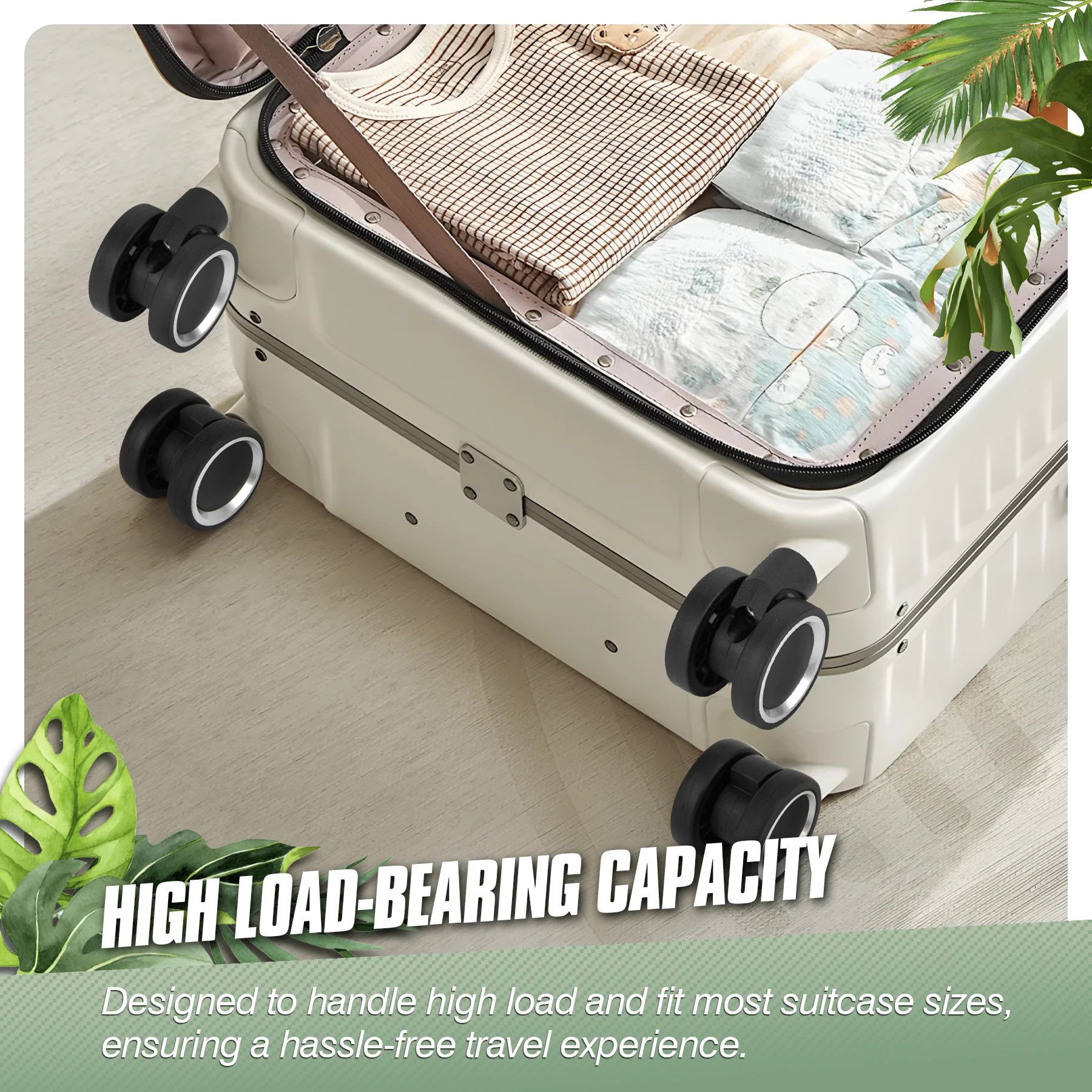 2Pcs Trolley Caster Replacement Suitcase Luggage Box Wheels Double Row 360° Spinner Repairing Kit Heavy Duty Wheels STLN-A39