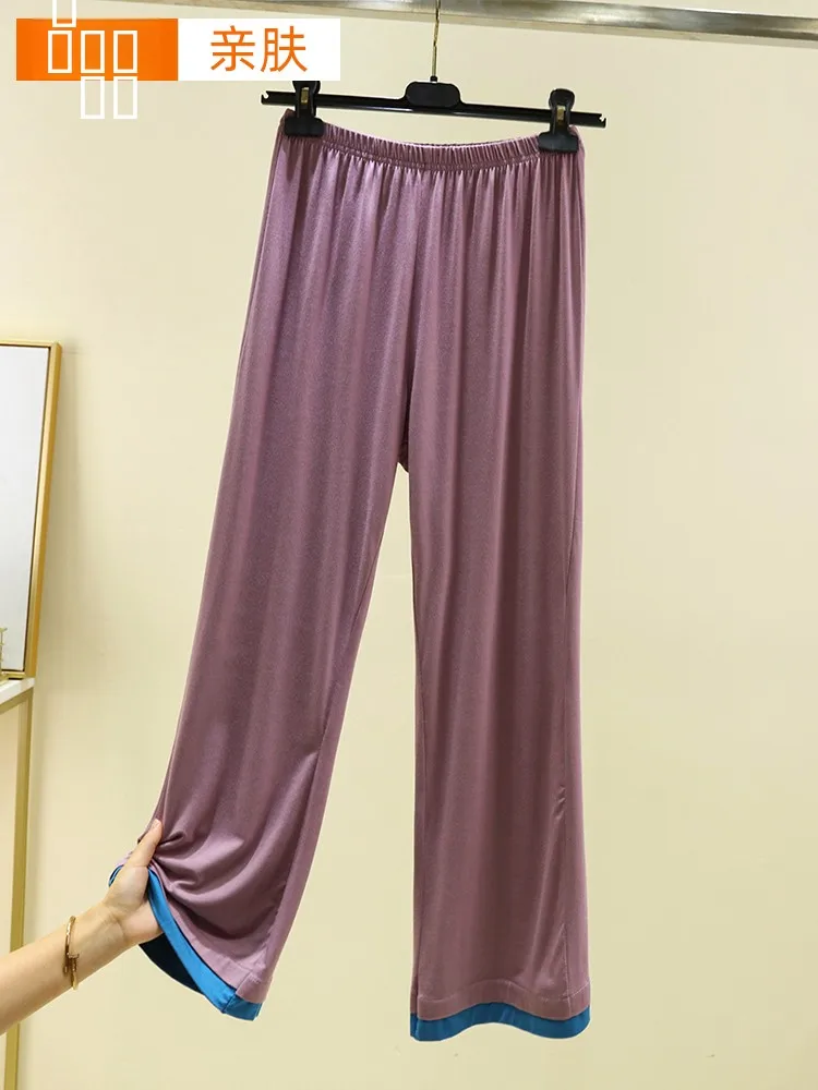 Calças Casuais de Cintura Alta em Modal, Versáteis, de Perna Larga, Finas, para Uso Externo no Início do Outono, Calças Longas Soltas para Mulheres