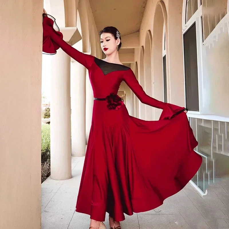 

High Quality Elegant Waltz Dress Ballroom Dance Dress Women Competition Modern Dancewear Costumes Big Swing Party Clothes