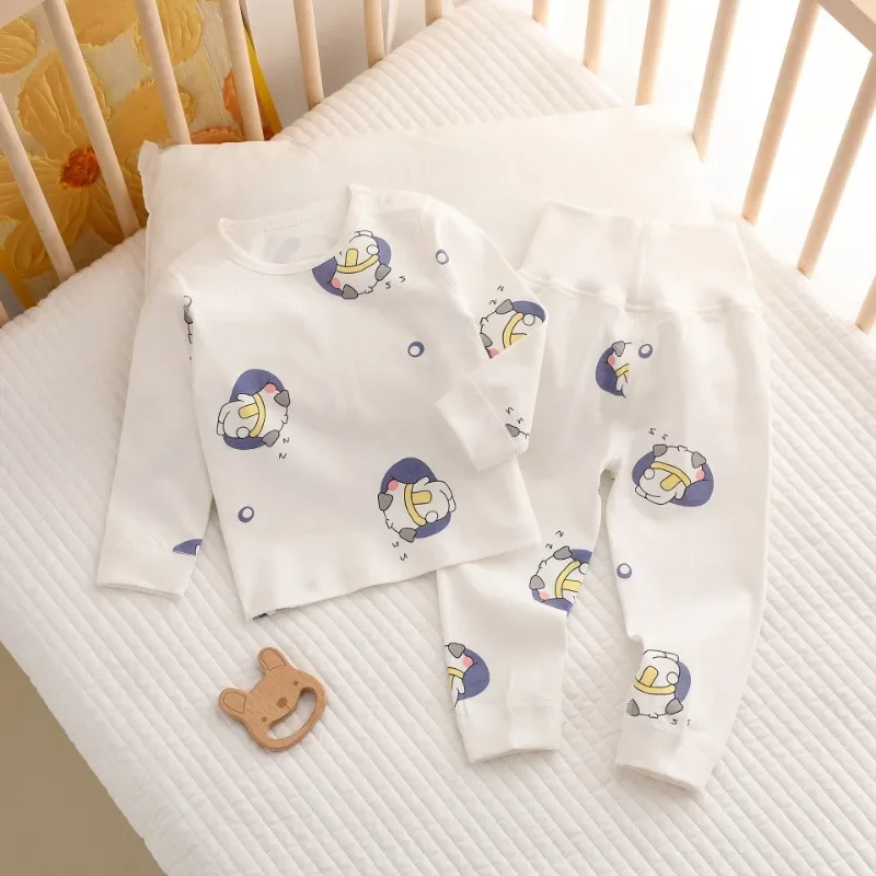 1-3 anni simpatico cartone animato morbido puro cotone bambino autunno vestiti e pantaloni Set neonato diviso abbigliamento neonato pigiama luna piena