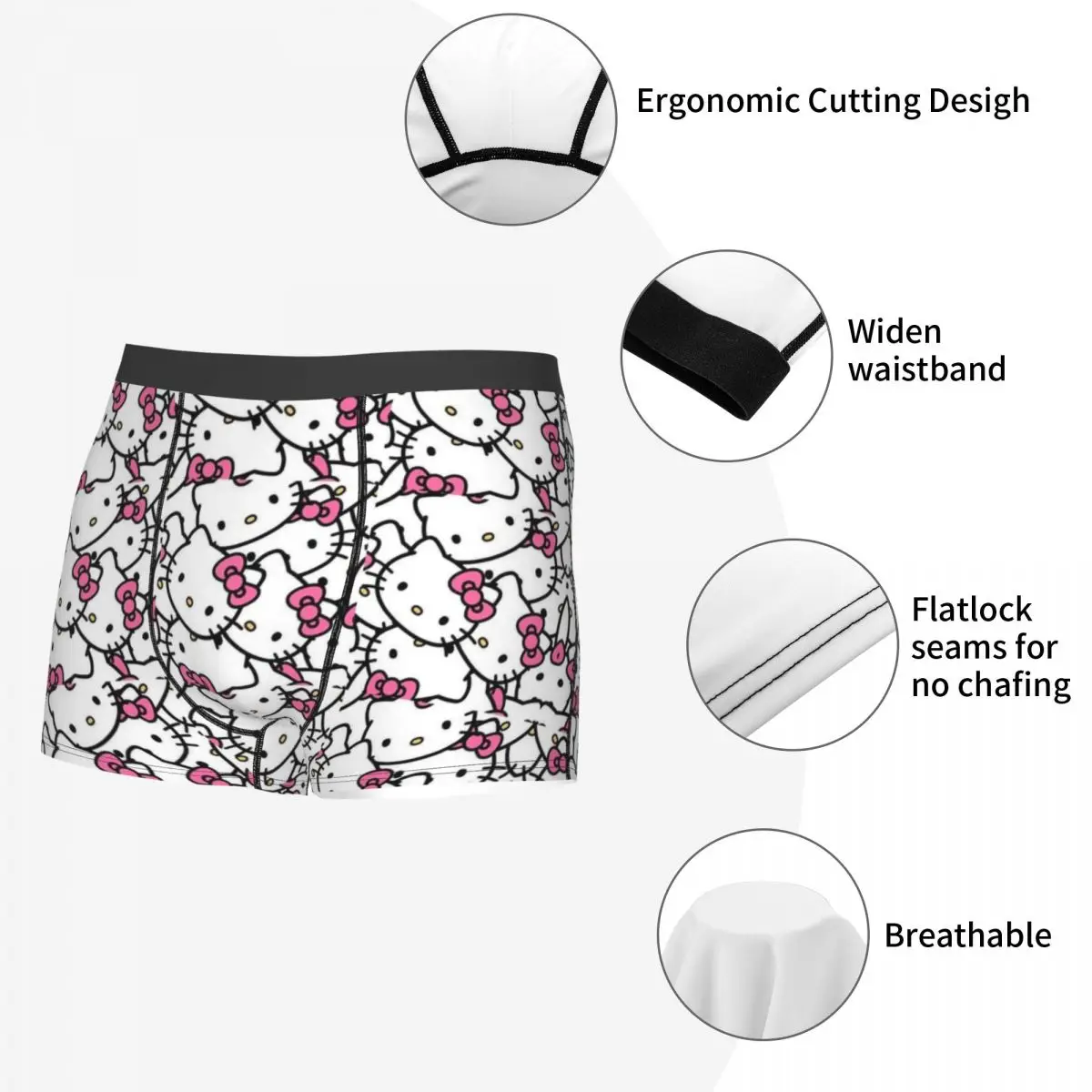 Custom Hello Kitty Boxers Shorts Mens Cartoon Briefs Underwear Novelty Underpants