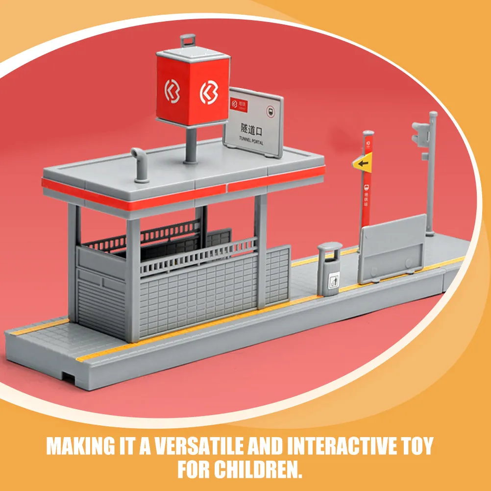 Lightweight Plastic Subway Station Simulation Exit Pretend Platform Railway Scene Accessory for Kids Imaginative Learning