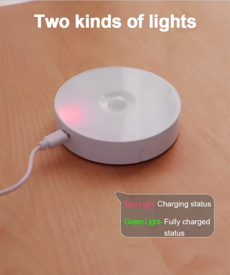HPH LED Motion Sensor Light 3PCS USB Rechargeable Night Light for Kitchen Cabinet Wardrobe Staircase Closet Wireless Light
