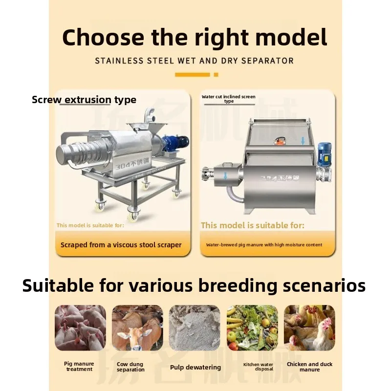 Oblique sieve solid-liquid separator, stainless steel full set of dry and wet separation and dehydration machine