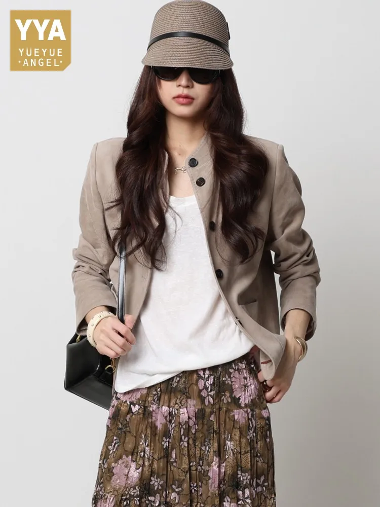 Top Quality 100% Natural Leather Jacket Women Vintage Stand Collar Single Breasted Office Lady Work Genuine Leather Jacket Coat