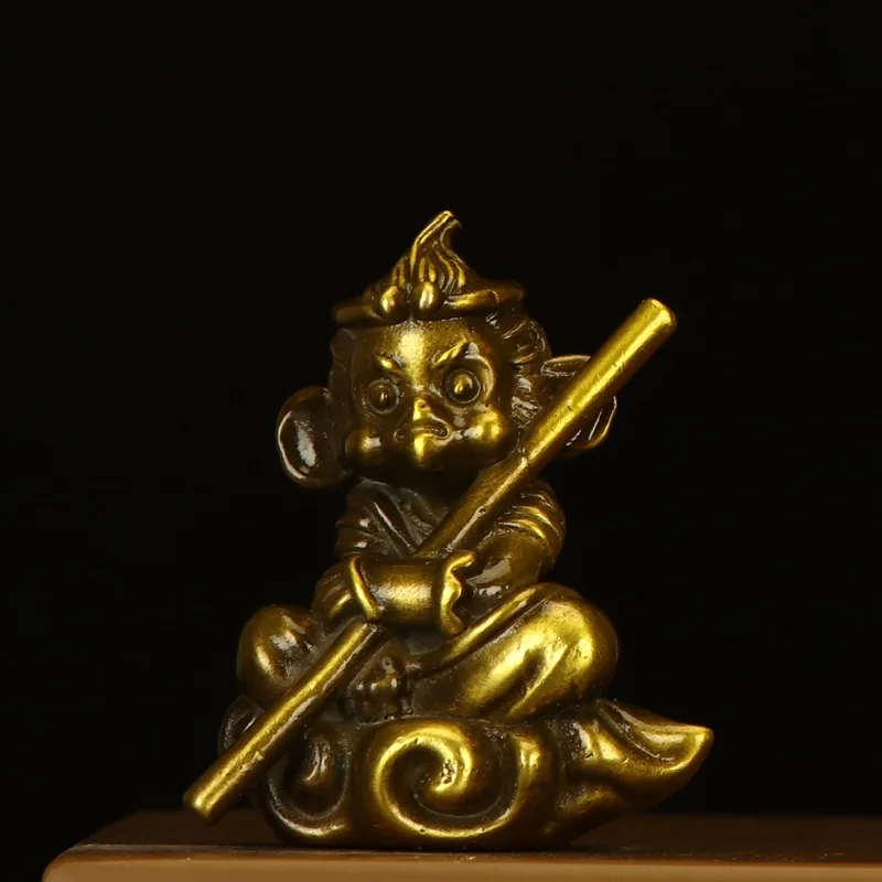 زخرفة النحاس الجحيم الشمس Wukong سطح المكتب القتال بوذا البرونزية النحت الحرفية الديكور القرد الملك تمثال #2