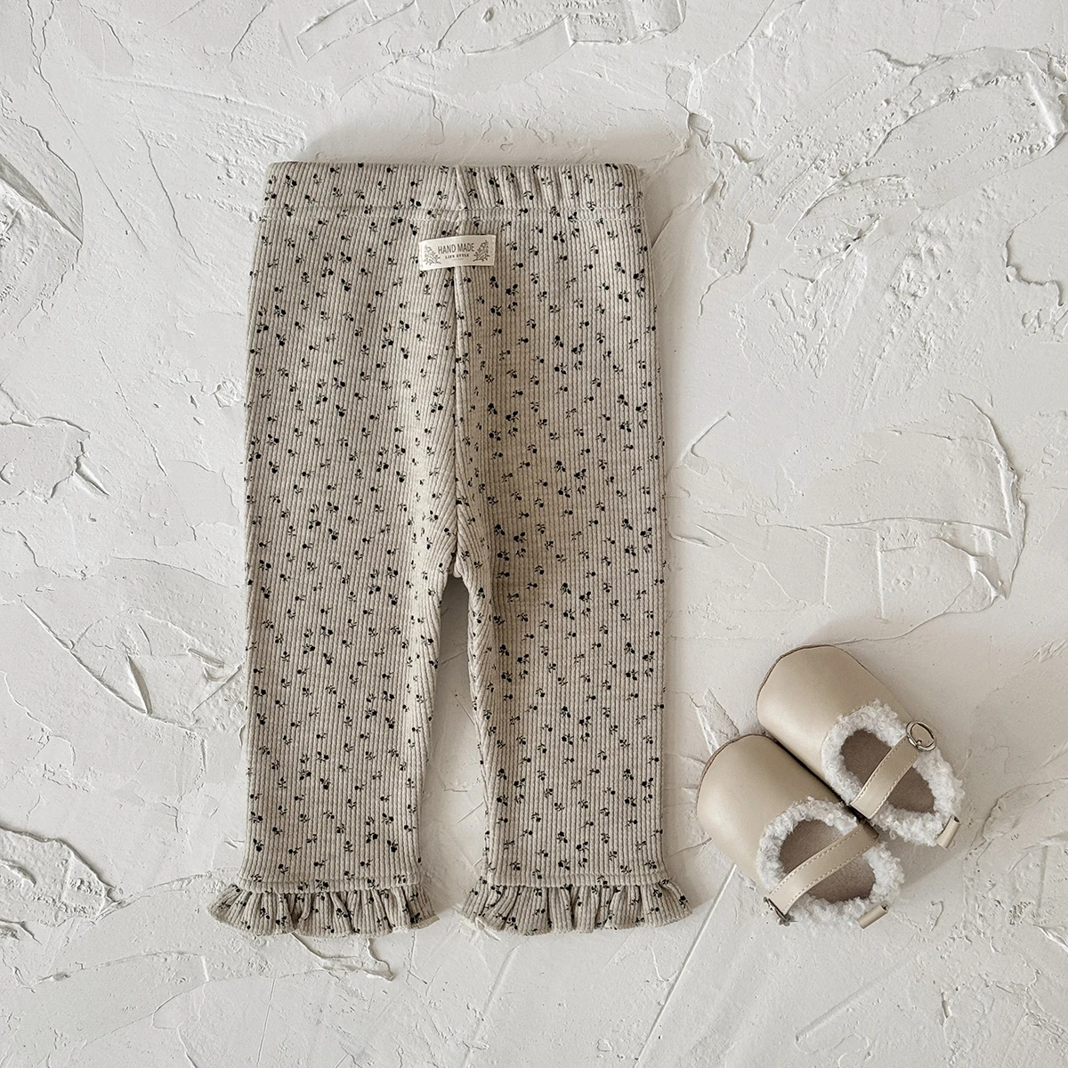 خريف وشتاء جديد الأطفال أفخم الفتيات سميكة الطفل الباردة منع الدافئة الدانتيل حافة صغيرة الأزهار طباعة السراويل #6