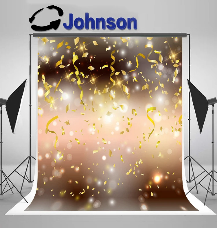 

JOHNSON Gold Curtain Ribbon Bokeh Sparkly background High quality Computer print wedding backdrops