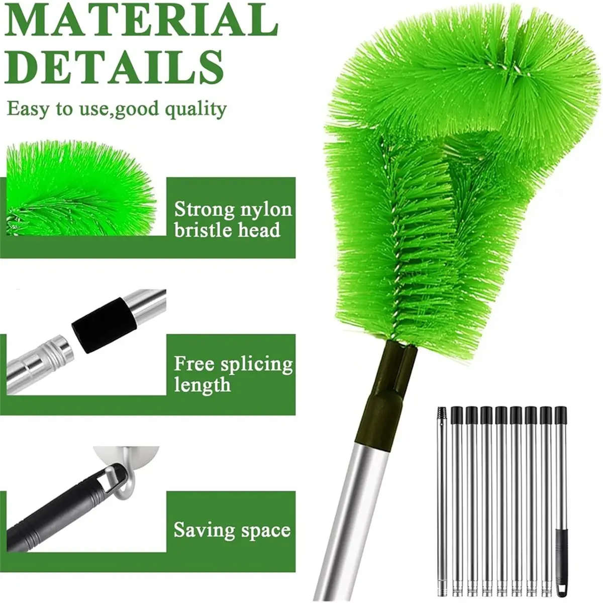 

Многофункциональный набор инструментов для чистки желобов с регулируемой длиной и двумя насадками-щетками