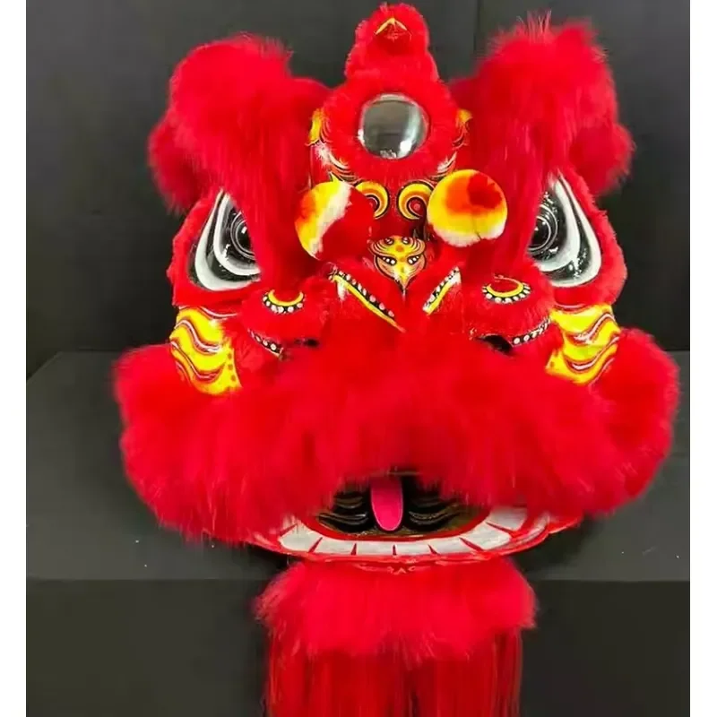 Traditional Red Chinese Lion Dance Costume for Two People Performance Advertising Campaign Promotion Festival Celebration