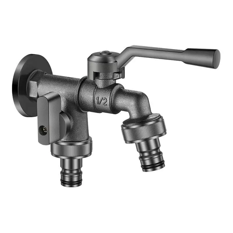 Frost Proof Zinc Alloy Garden Faucet Dual Outlet G1/2 Quick Connect Tap For Outdoor Balcony Water Use