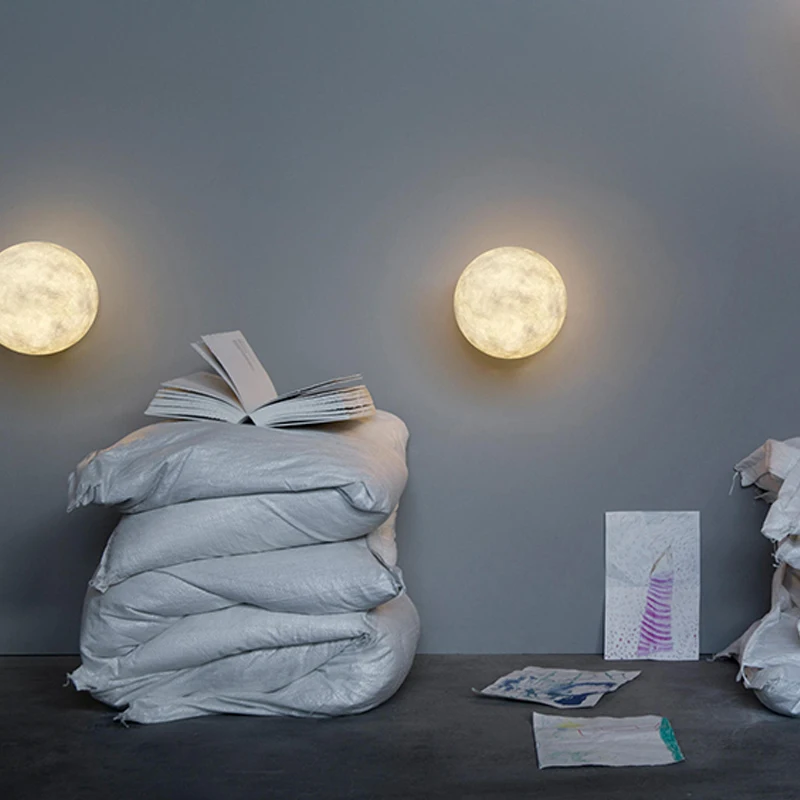 

Moon wall lamp Nordic living room decoration lamps simple and creative moon lamp study bedroom bedside wall lamp