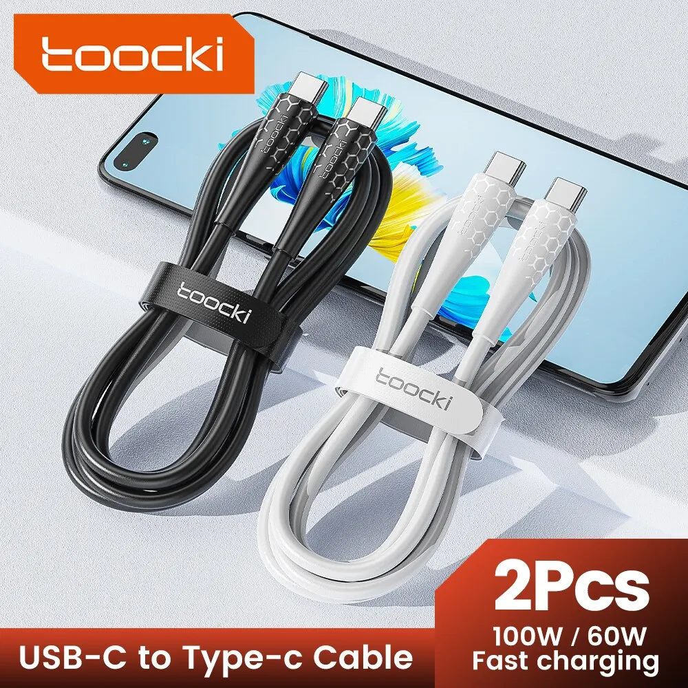 Toocki 2 Pack 100W USB C Cable Type C For Xiaomi Pro Realme Redmi Note 12 Pro Poco F3 X4 GT Fast Charging Cable Data Cord Wire