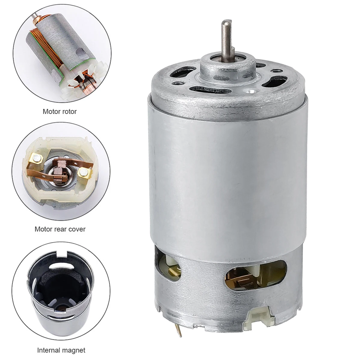 RS550 DC Motor 9mm D Axis 12V Metal Micro Motor for Cordless Drill / Power Tools