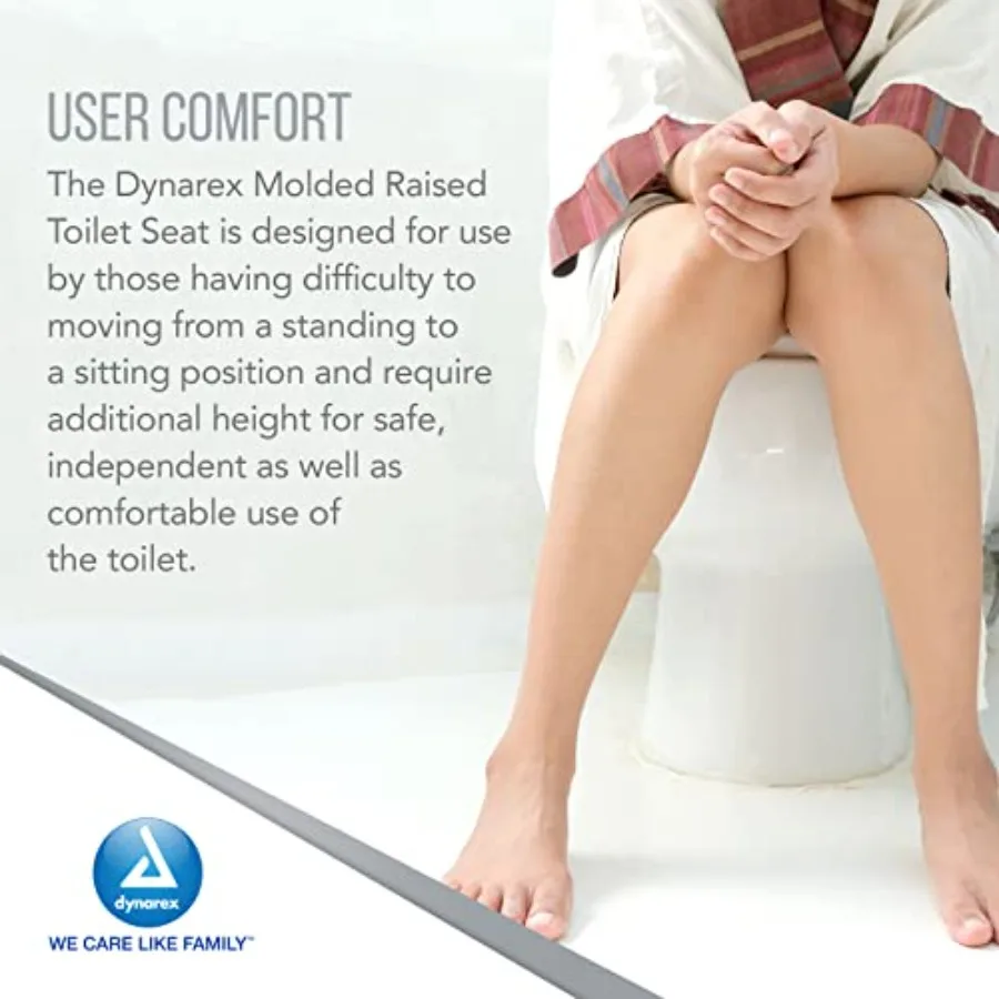 Dynarex Molded Raised Toilet Seat is a Lightweight Elevated Seat for Post-Surgery Patients or Having Difficulty Moving from Sta