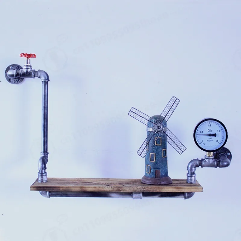 Vintage Industrial Pipe Wall Mount Bookshelf Multifunctional Iron Partition Display Shelving For Home Bar Shop Wall Decoration