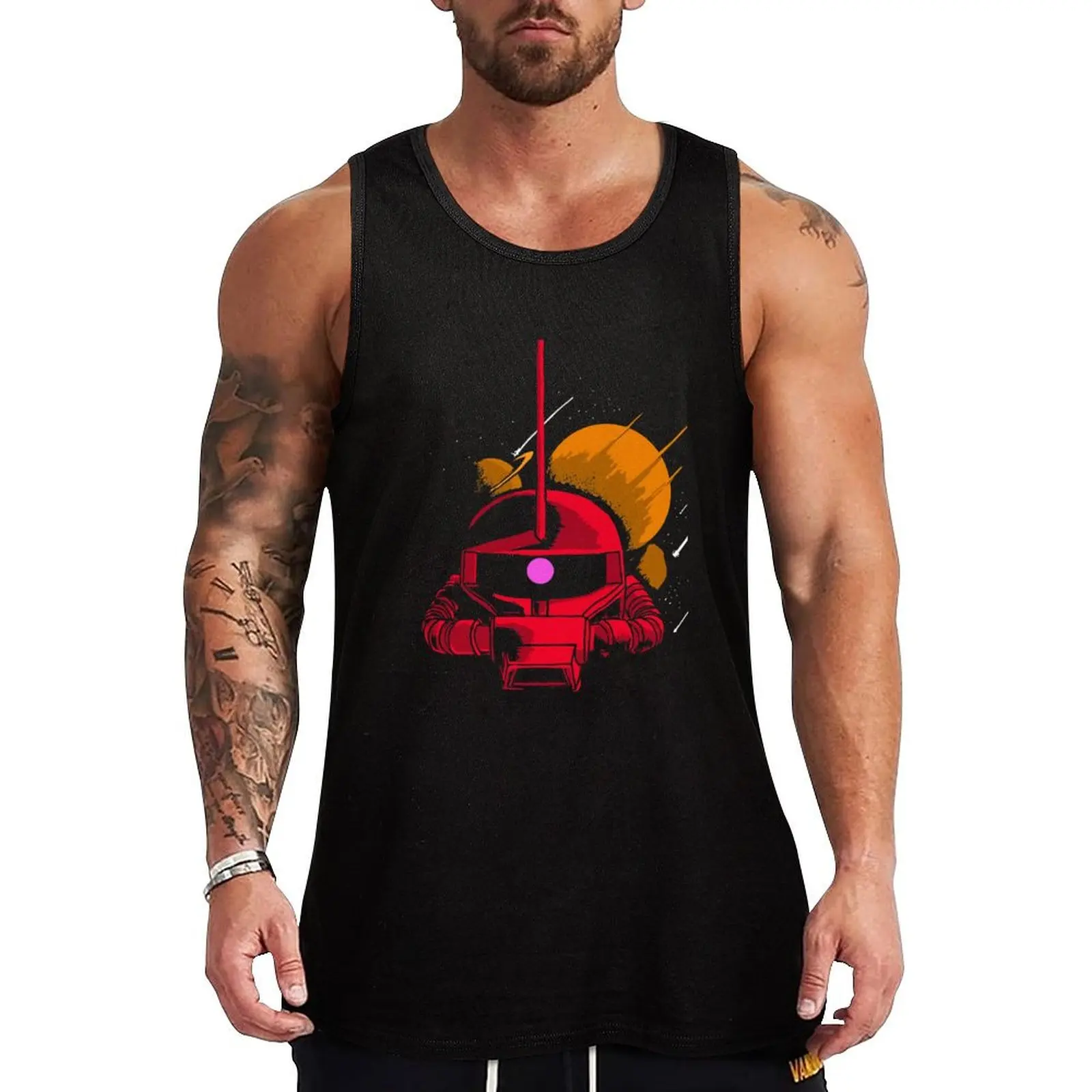 Zaku Art planets Tank Top sports vest T-shirt men