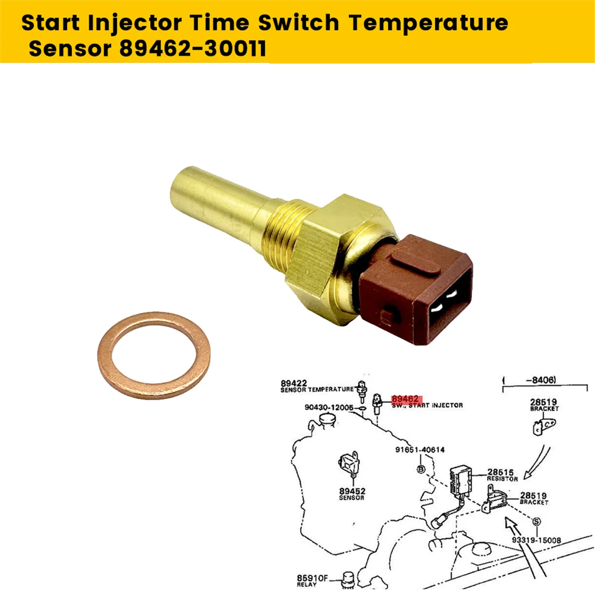 Car Start Injector Time Switch Temperature Sensor 89462-30011 for Toyota Camry Corolla 4Runner Corolla Pickup 1992-1998