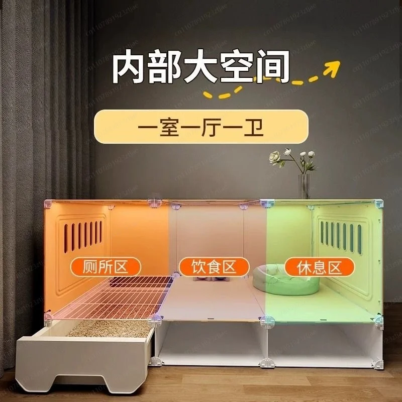 Family‑Use Luxury Rabbit Villa Cage, Extra Large Space with Transparent View Panel for Pet Rabbit