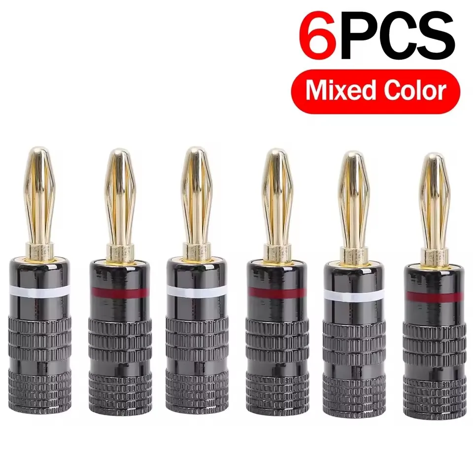 Universelle vergoldete Metall-Bananenstecker, lötfrei, 4-mm-Bananenstecker mit Schraubverschluss für Audio-Buchsen, Lautsprecher- und Verstärkerstecker