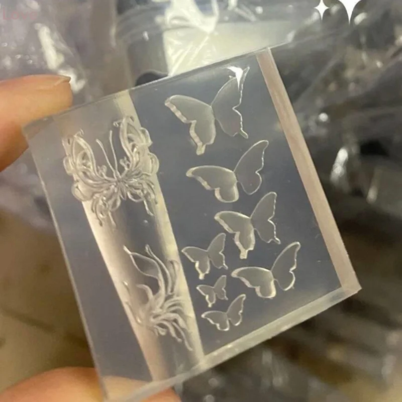 سيليكون مسمار الملحقات نحت قالب فراشة قالب ختم لوحة الإستنسل لتقوم بها بنفسك أدوات مانيكير لتصميم الفن صالون المنزل