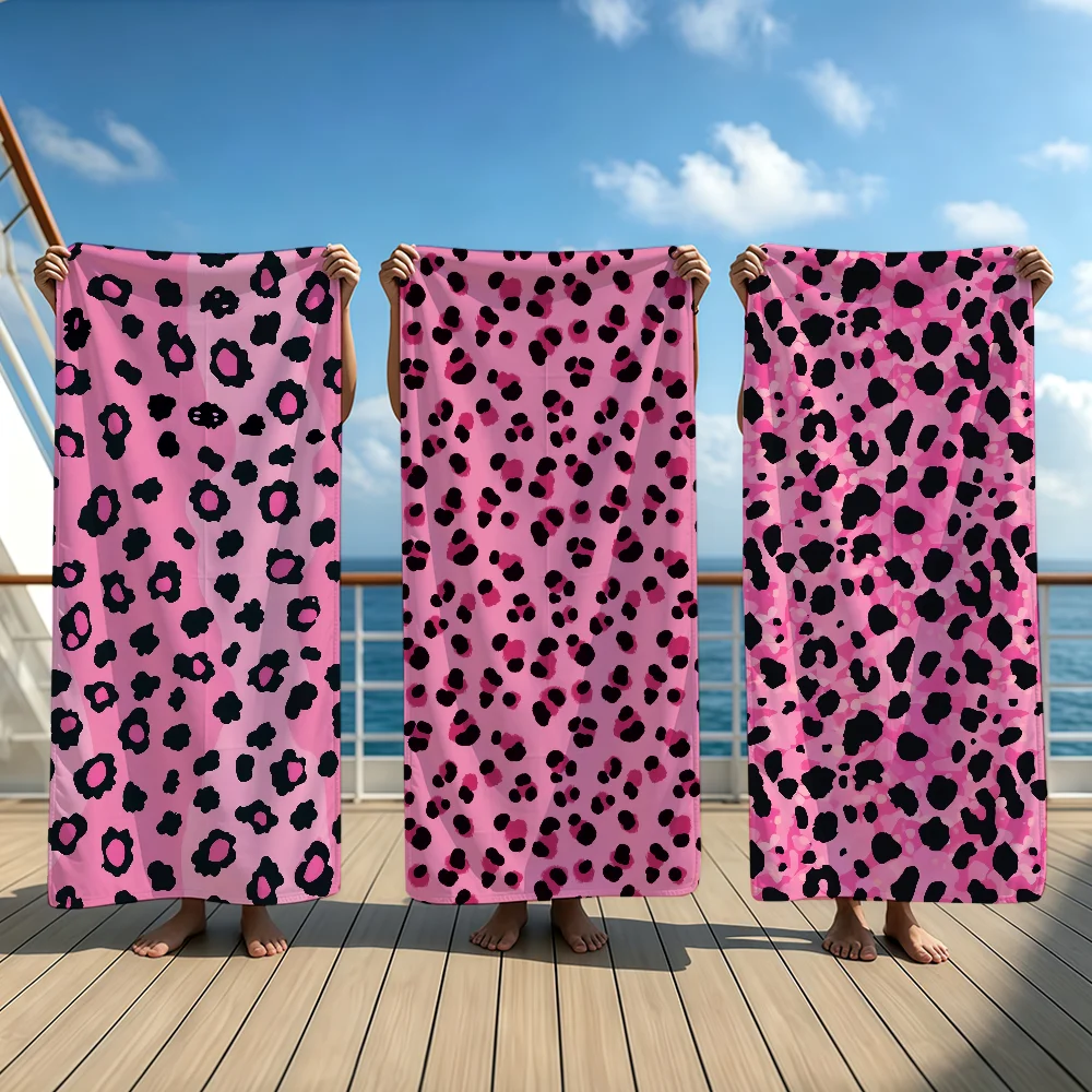 Pink Leopard Print Lover Pattern Towel Beach Oversized Soft Ultra Absorbent Quick Drying Large Pool Travel Camping Bathroom