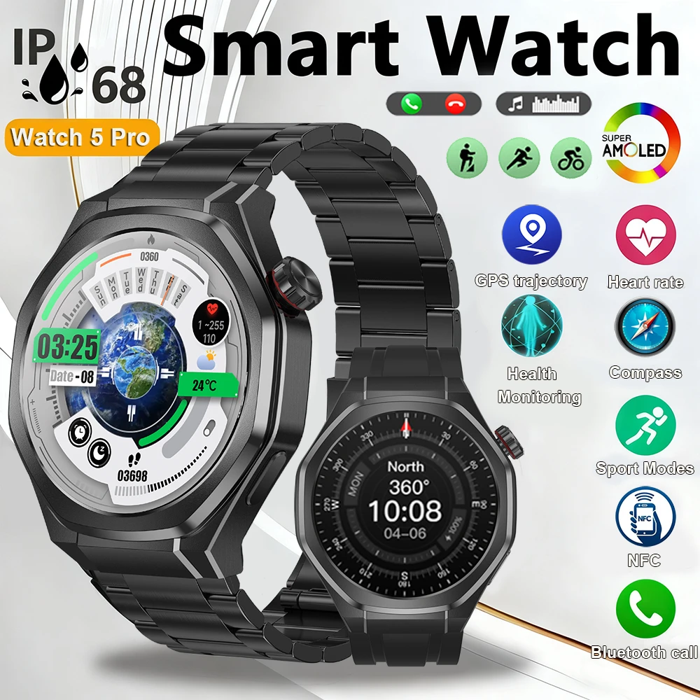 جديد CPS البوصلة ساعة ذكية الرجال مكالمة صوتية GT سلسلة 1.53 بوصة AMOLED شاشة ساعة رياضية GPS المسار Smartwatch لنظام أندرويد IOS #1