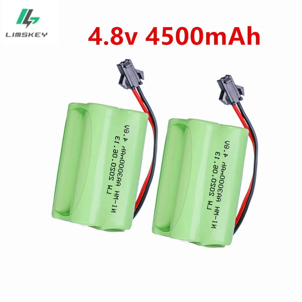 Original 4.8v 4500mAh NiMH Battery For RC Cars Robots Tanks Gun Boats AA 4.8v Rechargeable Battery Pack With SM Plug