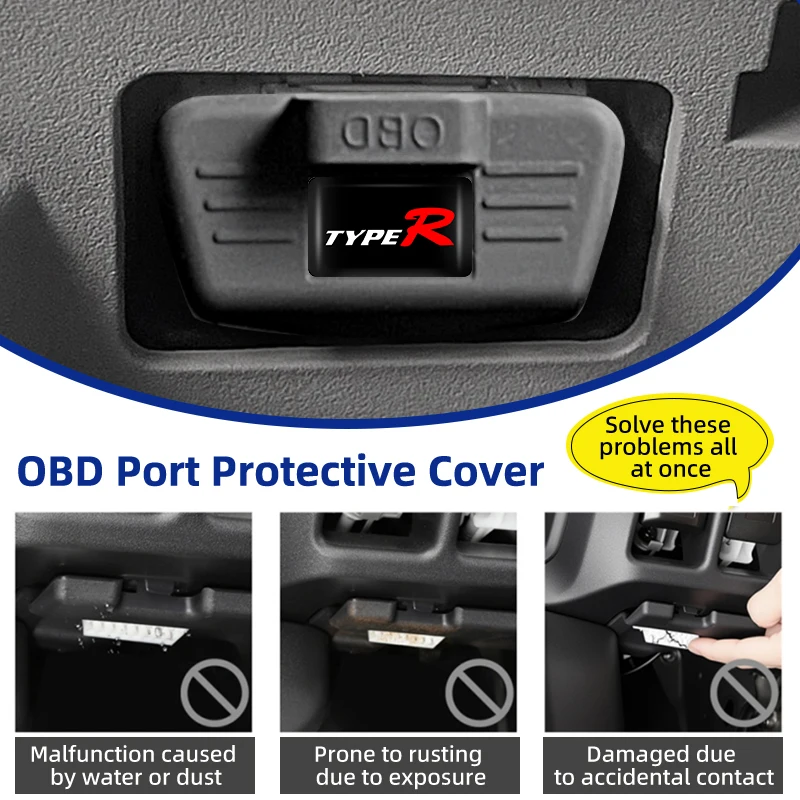 Car OBD Port All-in-One Dust Cover Silicone Clogging Cap Auto Accessories For Honda Type R Mugen Power Civic 4d 10th Gen 8th